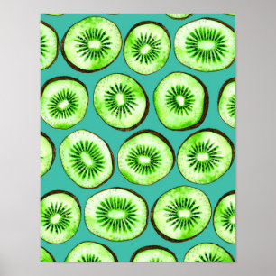 Poster Fatias de Kiwi em turquesa