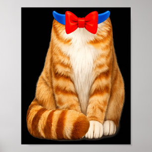 Poster Fato de gato laranja para mulheres com laço tabby 