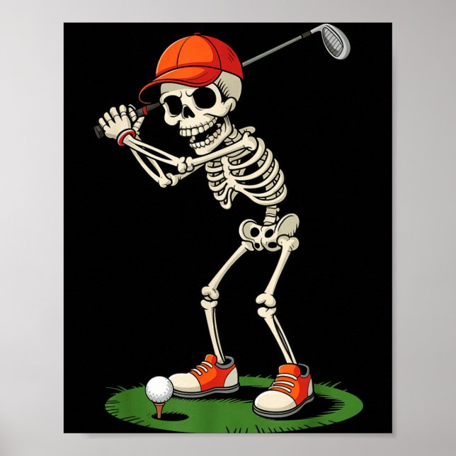 Poster Fato de Golfe Esqueleto de Halloween Engraçado par (Frente)