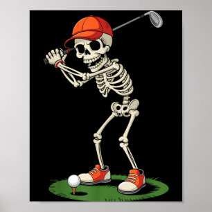 Poster Fato de Golfe Esqueleto de Halloween Engraçado par