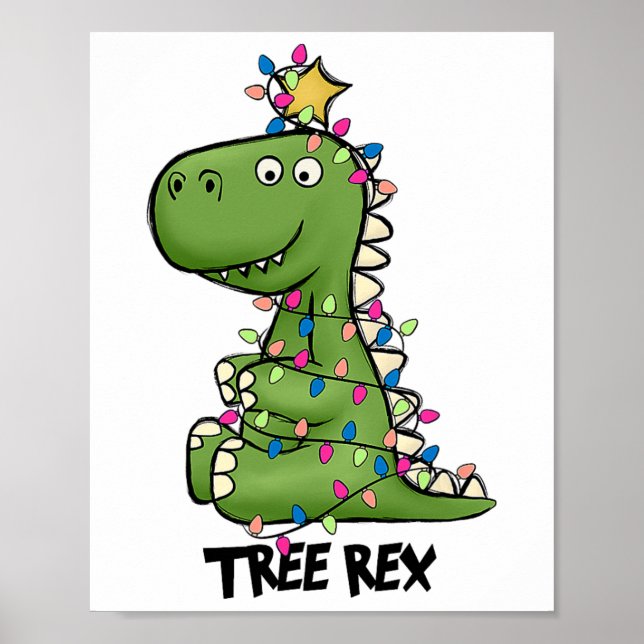 Poster Fato de Natal de Dinossauro Tree Rex Árvore de Nat (Frente)