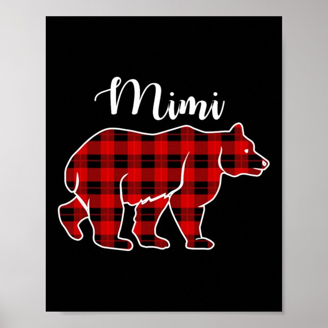 Poster Fato de Natal Xadrez Vermelho Mimi Bear Combinando (Frente)