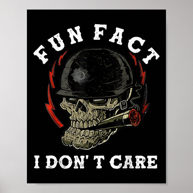 Poster Fato Divertido Eu Não Me Importo Com O Crânio Engr (Frente)
