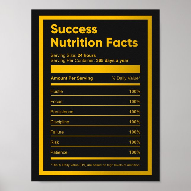 Poster Fatos de nutrição de sucesso | Citação Motivaciona (Frente)