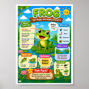 Poster Fatos Divertidos Sobre Rãs Para Crianças