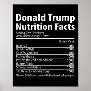 Poster Fatos Nutricionais de Donald Trump EUA Camiseta Re