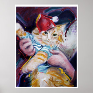 Poster Fatso, pose da prática do gato do teclado