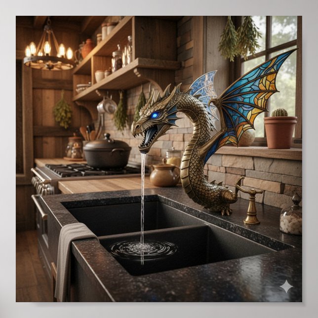Poster Faucet da Serpente do Mar Majestosa - Esculto do D (Frente)