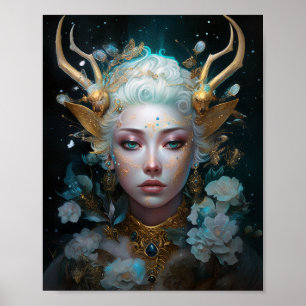 Poster Faun Elf Woman Fantasy Art