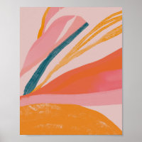 Fauna abstrato - Tangerina e Pêssego