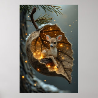 Poster 🦌 Fauno de Inverno Encantado – Casulo de Folha Re