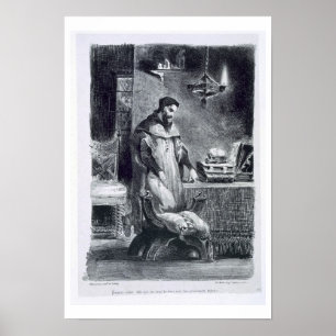 Póster Faust em seu estudo, do Faust de Goethe, 1828, (IL