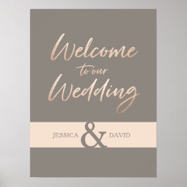 Póster Faux Foil Wedding do Script Elegante