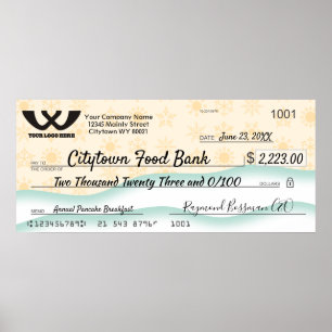 Poster Faux gigantesca verificação de caridade flocos d