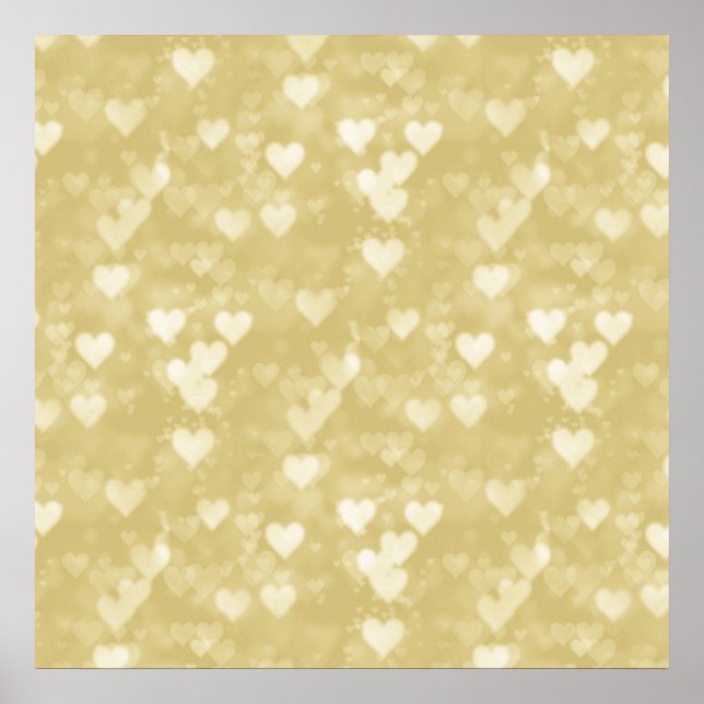 Póster Faux Gold Foil Heart Background Heart Bokeh (Frente)