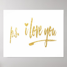 Faux Gold Foil p.s. Eu te amo com coração