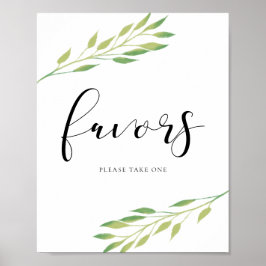 Poster Favor Amostra de casamento Folhas de Aquarela