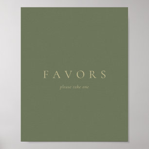 Poster Favor com Texto Personalizado Simples Dourado Verd