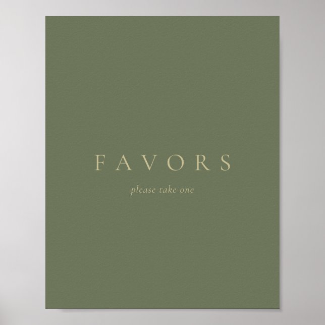 Poster Favor com Texto Personalizado Simples Dourado Verd (Frente)