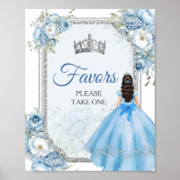 Favor da Coroa de Prata Floral Azul Quinceañera