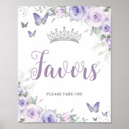 Poster Favor da Quinceañera Floral Purple Lavanda Chic