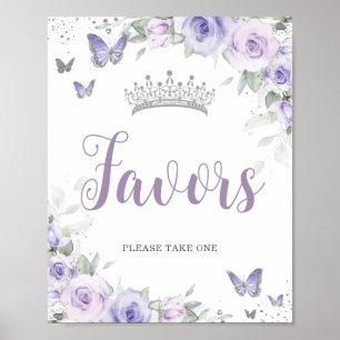 Poster Favor da Quinceañera Floral Purple Lavanda Chic