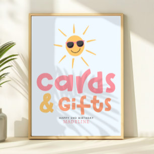 Poster Favor de Aniversário de Festa de Piscina ao Sol de