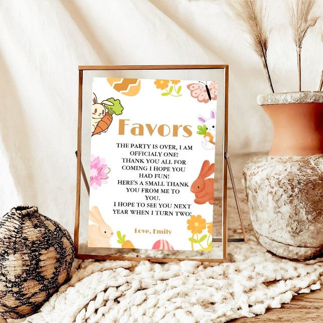 Poster Favor de aniversário sinal de festa do coelho da P (Criador carregado)