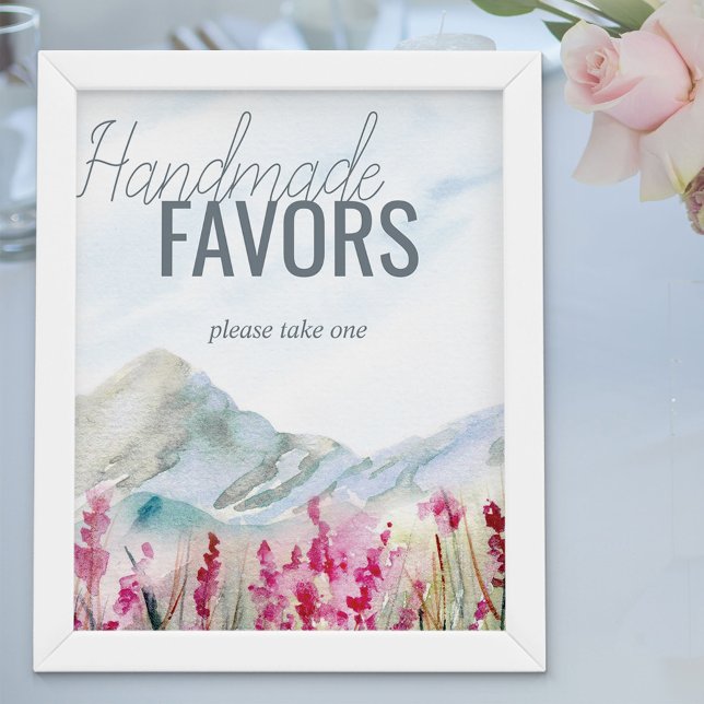 Poster Favor de Aquarela de Casamento de Montanha (Criador carregado)