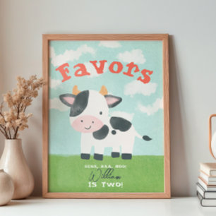 Poster Favor de Aquarela do Barnyard de Fazenda Animal