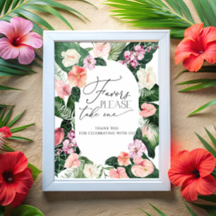Poster Favor de Aquarela Tropical Por Favor Leve Um Carta