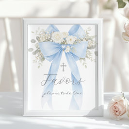 Poster Favor de Batismo Arco Azul Eucalipto