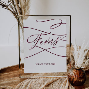 Poster Favor de casamento com caligrafia em texto burgund