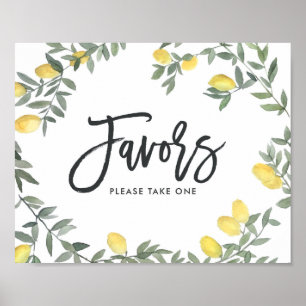 Poster Favor de casamento Coroa de Limão Aquarela Boho