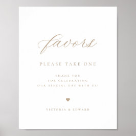 Poster Favor de Casamento de Beige Elegante