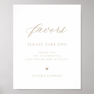 Poster Favor de Casamento de Beige Elegante
