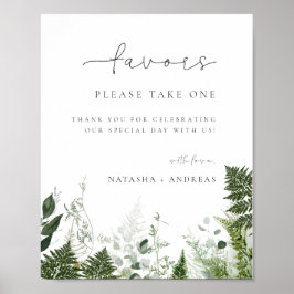 Poster Favor de Casamento de Folhagem Florestal Selvagem
