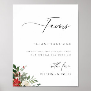 Poster Favor de Casamento Floral Botânico de inverno