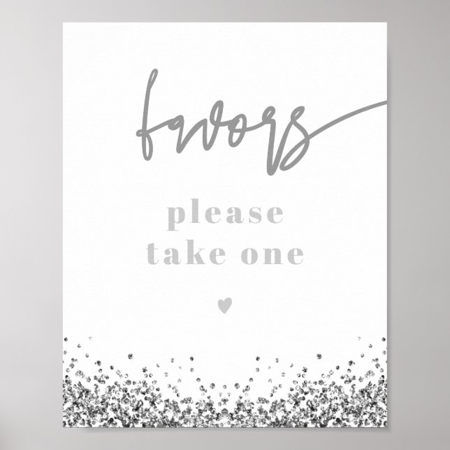 Poster Favor de casamento REGINA com lantejoulas de prata (Frente)