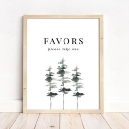 Poster Favor de casamento rústico de floresta de madeira