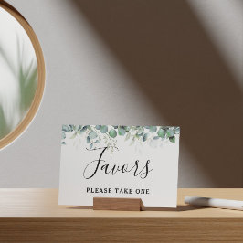 Poster Favor de casamento simples de verde de eucalipto
