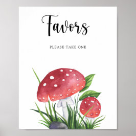 Poster Favor de chá de bebê com cogumelos fly agaric 