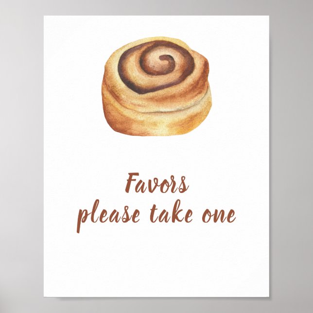 Poster Favor de chá de bebê de cinnamon bun (Frente)