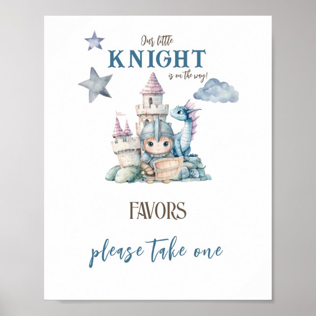 Poster Favor de Chá de Bebê do Cavaleiro do Dragão Sonho  (Frente)