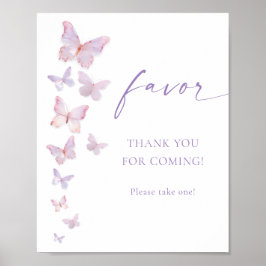 Poster Favor de Chá de Noiva Borboleta