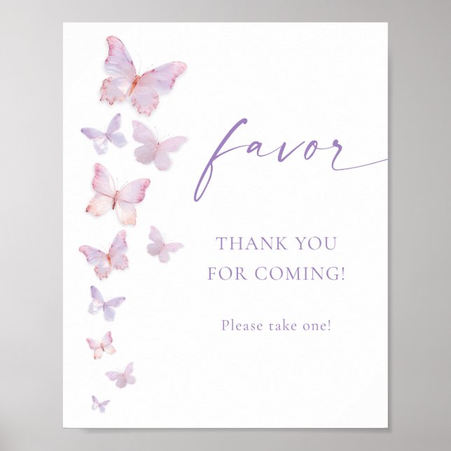 Poster Favor de Chá de Noiva Borboleta (Frente)