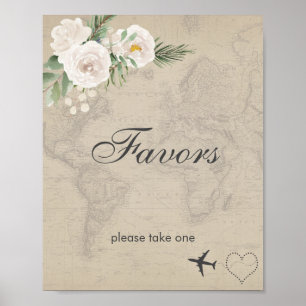 Poster Favor de Chá de Noiva com Mapa Antigo Sinal