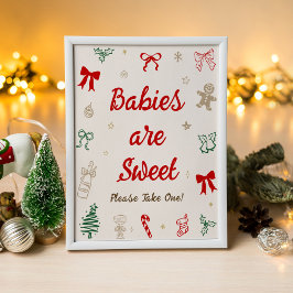 Poster Favor de Chás de Bebê de Natal Bebês são Doces