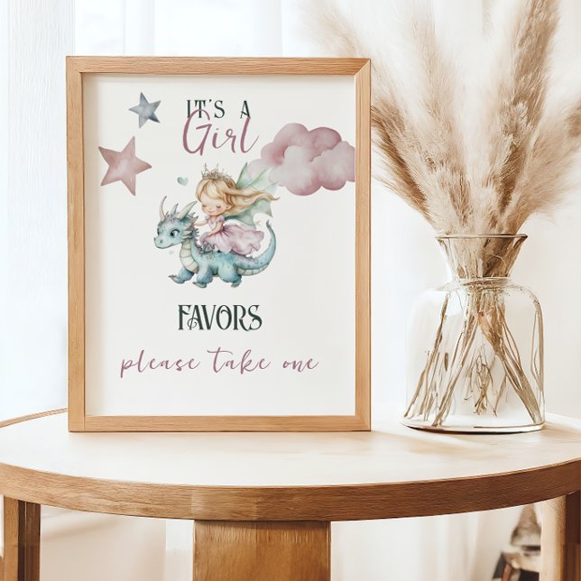 Poster Favor de Chás de Bebê Princesa Dragão Sonho de Con (Criador carregado)