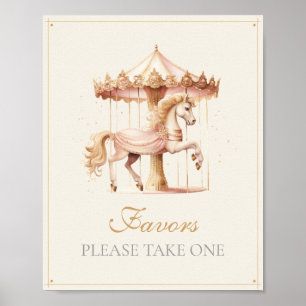 Poster Favor de Chuveirinho de Bebê Cavalo de Carrossel R